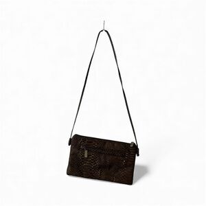 Elegant Brown Snake Print Crossbody Bag